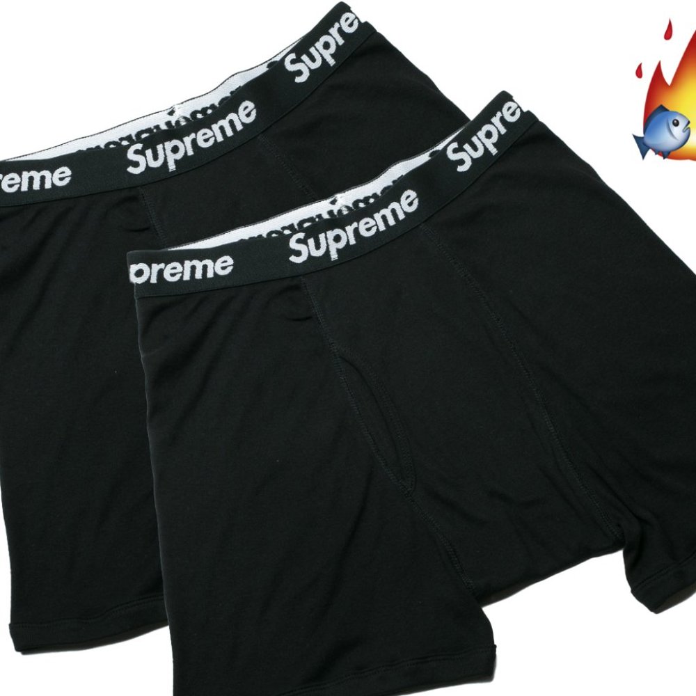 Medium - Authentic Supreme Hanes Black Boxers Briefs (2 PACK)